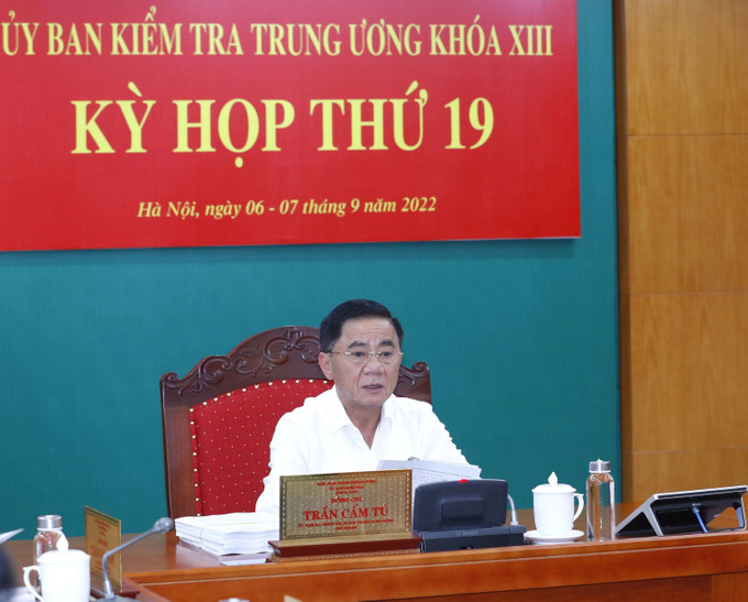 Đồng chí Trần Cẩm Tú, Ủy viên Bộ Chính trị, Bí thư Trung ương Đảng, Chủ nhiệm Ủy ban Kiểm tra Trung ương chủ trì Kỳ họp. Ảnh: Phương Hoa - TTXVN Kỳ họp thứ 19 Ủy ban Kiểm tra Trung ương: Xem xét, xử lý kỷ luật Ban cán sự đảng Bộ Giáo dục và Đào tạo nhiệm kỳ 2016 - 2021 ảnh 1