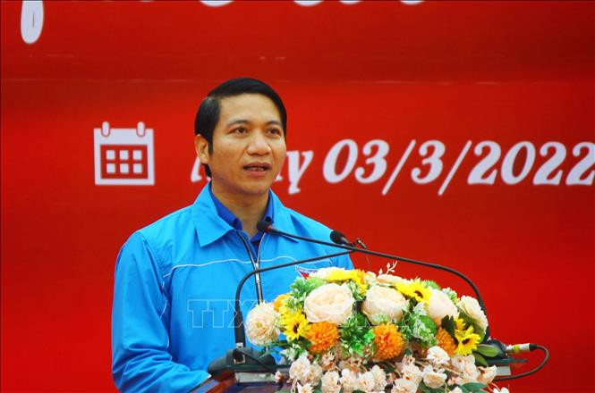 Bí thư Trung ương Đoàn, Chủ tịch Trung ương Hội Liên hiệp thanh niên Việt Nam Nguyễn Ngọc Lương phát động chương trình "Tháng 3 biên giới" năm 2022. Ảnh: Tá Chuyên - TTXVN Trung ương Đoàn phát động Chương trình “Tháng Ba biên giới” năm 2022 ảnh 2