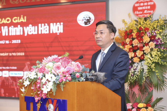 Phó Chủ tịch UBND Thành phố Hà Nội Hà Minh Hải phát biểu. Ảnh: Minh Quyết - TTXVN Giải thưởng Bùi Xuân Phái 2023: Vinh danh Nghệ sỹ Nhân dân Đặng Nhật Minh với Giải thưởng Lớn ảnh 3