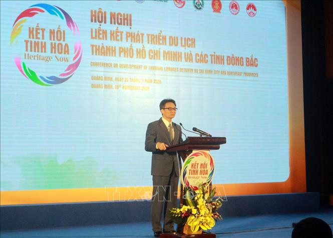 Phó Thủ tướng Chính phủ Vũ Đức Đam phát biểu tại hội nghị. Ảnh: TTXVN Đẩy mạnh liên kết phát triển du lịch giữa Thành phố Hồ Chí Minh và các tỉnh vùng Đông Bắc ảnh 1