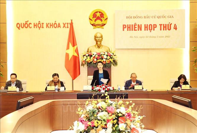 Chủ tịch Quốc hội Nguyễn Thị Kim Ngân, Chủ tịch Hội đồng Bầu cử quốc gia phát biểu. Ảnh: Trọng Đức - TTXVN Chủ tịch Quốc hội Nguyễn Thị Kim Ngân chủ trì Phiên họp thứ 4 Hội đồng bầu cử quốc gia ảnh 2