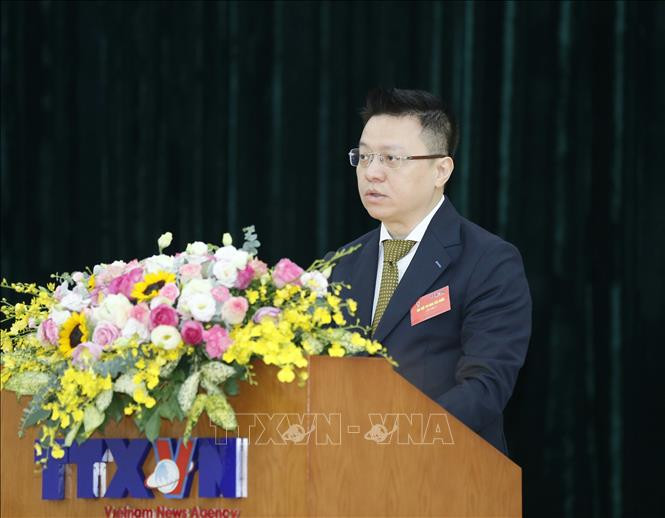 Phó Tổng Giám đốc TTXVN Việt Nam Lê Quốc Minh phát biểu. Ảnh: Doãn Tấn - TTXVN Đại hội Thi đua yêu nước toàn ngành TTXVN lần thứ V ảnh 4