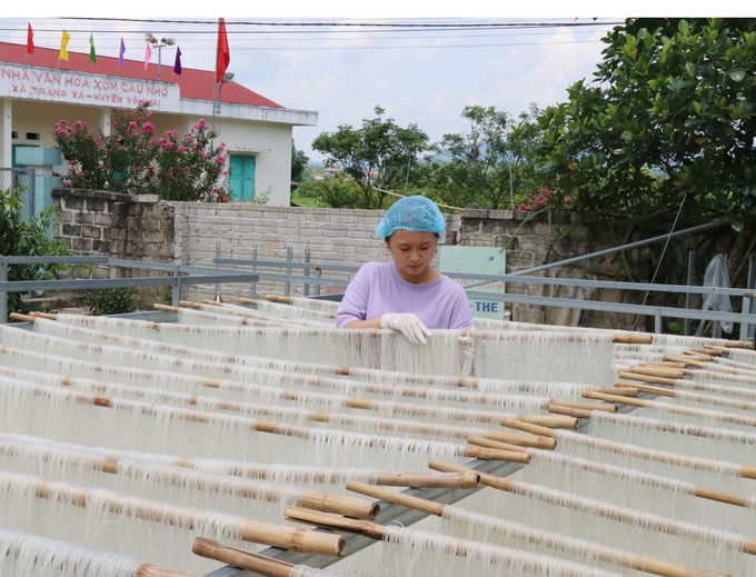 Mô hình phát triển nghề nông thôn phục vụ xóa đói giảm nghèo của HTX mỳ bún khô Tiến Diện, xã Tràng Xá (huyện Võ Nhai). Ảnh: Hoàng Nguyên - TTXVN Huyện vùng cao Võ Nhai dồn lực để giảm 3% số hộ nghèo ảnh 2