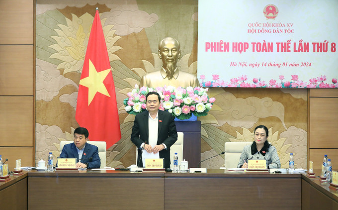 Phó Chủ tịch Thường trực Quốc hội Trần Thanh Mẫn phát biểu chỉ đạo. Ảnh: Minh Đức - TTXVN Khẩn trương phối hợp xây dựng dự thảo Nghị quyết về danh mục thành phần, tên gọi các dân tộc Việt Nam ảnh 1