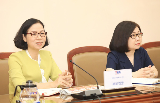 Tổng giám đốc TTXVN Vũ Việt Trang phát biểu tại buổi làm việc. Ảnh: Tuấn Anh - TTXVN Thông tấn xã Việt Nam góp phần thúc đẩy quan hệ báo chí hai nước Việt Nam - Hàn Quốc ảnh 1
