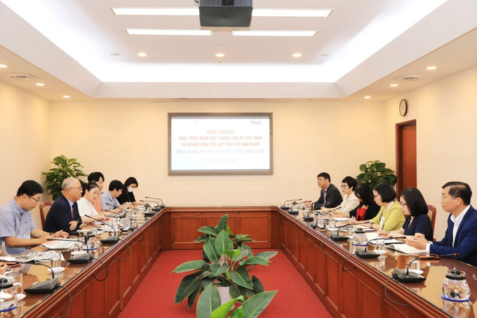 Quang cảnh buổi làm việc. Ảnh: Tuấn Anh - TTXVN Thông tấn xã Việt Nam góp phần thúc đẩy quan hệ báo chí hai nước Việt Nam - Hàn Quốc ảnh 2