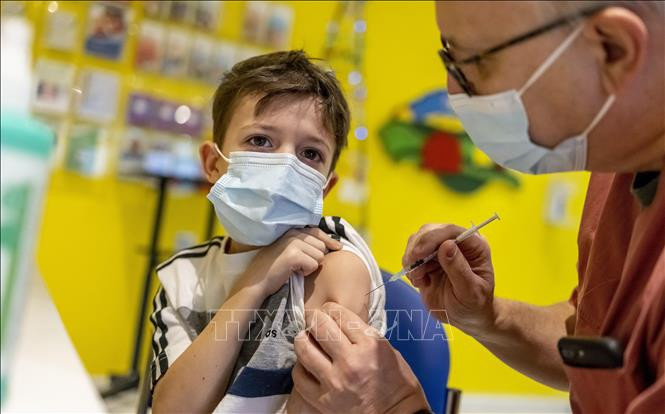 Nhân viên y tế tiêm vaccine phòng COVID-19 cho trẻ em ở Berlin, Đức, ngày 8/1/2022. Ảnh: AFP/TTXVN Biến thể BA.2 có thể nguy hiểm hơn với trẻ em ảnh 1