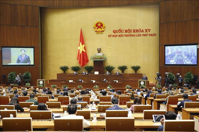Chủ tịch Quốc hội Vương Đình Huệ phát biểu khai mạc. Ảnh: Doãn Tấn - TTXVN Kỳ họp bất thường, Quốc hội khóa XV: Tập trung vào bốn nội dung lớn, quan trọng ảnh 1