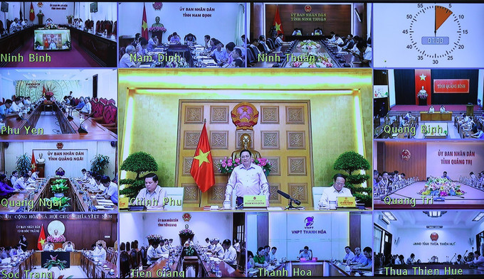 Thủ tướng Phạm Minh Chính chủ trì hội nghị tại điểm cầu Chính phủ. Ảnh: Dương Giang-TTXVN Thủ tướng Phạm Minh Chính: Thúc đẩy các dự án giao thông trọng điểm quốc gia, tạo động lực phát triển các vùng, miền ảnh 5