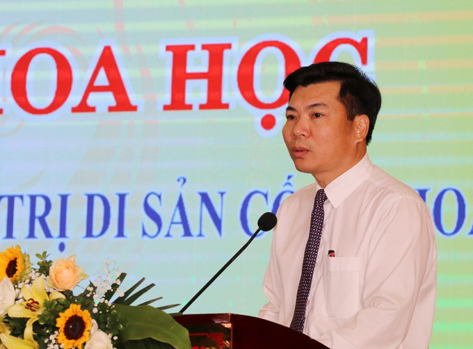 Ông Nguyễn Mạnh Cường, Giám đốc Sở Văn hóa và Thể thao tỉnh Ninh Bình, phát biểu tại Hội thảo. Ảnh: Đức Phương - TTXVN Bảo tồn và phát huy giá trị di sản Cố đô Hoa Lư ảnh 2