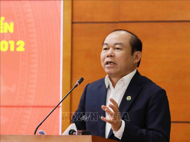 Chủ tịch Liên minh Hợp tác xã Việt Nam Nguyễn Ngọc Bảo phát biểu tại Hội nghị. Ảnh: Vũ Sinh - TTXVN Bộ trưởng Lê Minh Hoan: Phát triển hợp tác xã sẽ tạo ra sức mạnh đa chiều ảnh 2