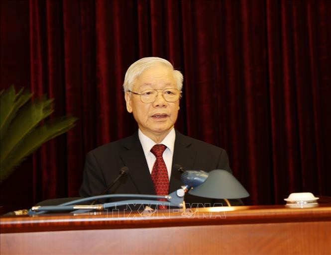 Tổng Bí thư Nguyễn Phú Trọng phát biểu khai mạc Hội nghị. Ảnh: Trí Dũng –TTXVN Toàn văn phát biểu của Tổng Bí thư Nguyễn Phú Trọng khai mạc Hội nghị lần thứ 3 Ban Chấp hành Trung ương Đảng khóa XIII ảnh 1