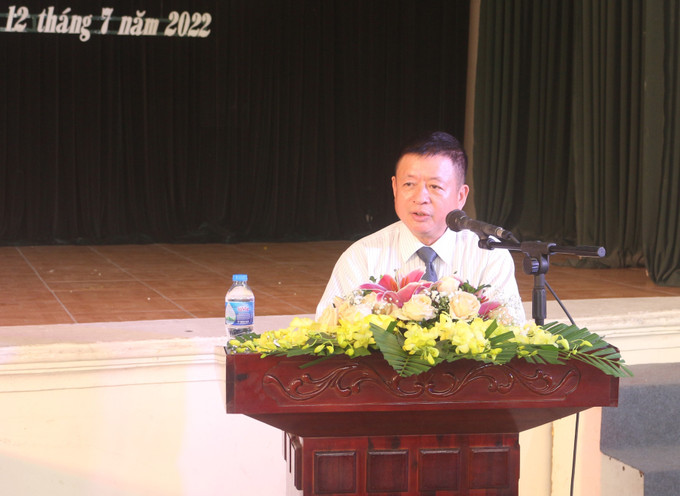 Chủ tịch Liên hiệp các Hội Văn học Nghệ thuật Việt Nam Đỗ Hồng Quân phát biểu tại lễ trao giải. Ảnh: Thanh Tuấn - TTXVN Trao Giải thưởng Văn học nghệ thuật Nguyễn Khuyến lần thứ VIII ảnh 1