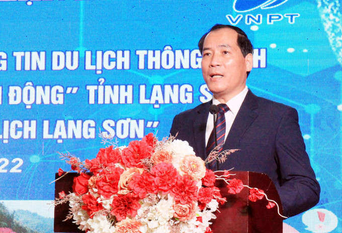 Phó Chủ tịch UBND tỉnh Lạng Sơn Dương Xuân Huyên phát biểu tại buổi lễ. Ảnh: Thái Thuần - TTXVN Lạng Sơn khai trương ứng dụng du lịch thông minh trên thiết bị di động ảnh 2