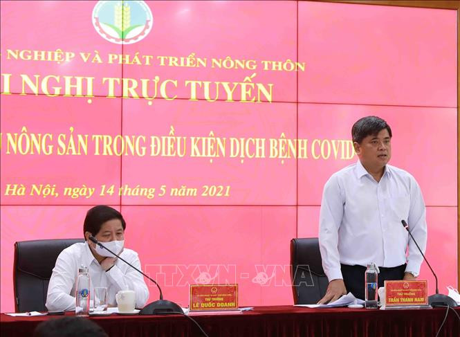 Thứ trưởng Bộ NN&PTNT Trần Thành Nam phát biểu tại hội nghị. Ảnh: Vũ Sinh – TTXVN Dịch COVID-19: Sẽ lập tổ liên ngành giải quyết vướng mắc trong sản xuất, tiêu thụ nông sản ảnh 1
