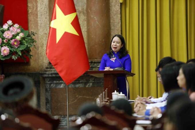 Phó Chủ tịch nước Võ Thị Ánh Xuân phát biểu tại buổi gặp mặt. Ảnh: An Đăng - TTXVN Phó Chủ tịch nước gặp mặt trẻ mồ côi, khuyết tật, có hoàn cảnh khó khăn dịp Tết Trung thu 2022 ảnh 1