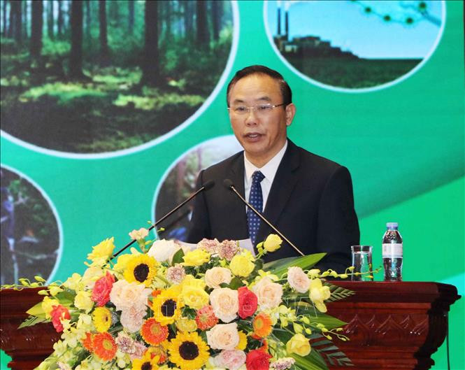 Thứ trưởng Bộ Nông nghiệp và Phát triển nông thôn Phùng Đức Tiến phát biểu khai mạc Hội nghị. Ảnh: Đinh Thùy-TTXVN Đánh giá tiềm năng phát triển kinh tế dưới tán rừng vùng Trung du và miền núi phía Bắc ảnh 2