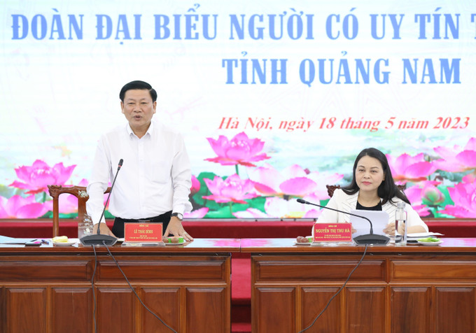 Ông Lê Thái Bình, Phó Chủ tịch Ủy ban MTTQ tỉnh Quảng Nam phát biểu tại buổi gặp mặt. Ảnh: Minh Đức – TTXVN Phát huy vai trò của người có uy tín trong đồng bào dân tộc thiểu số tỉnh Quảng Nam ảnh 2