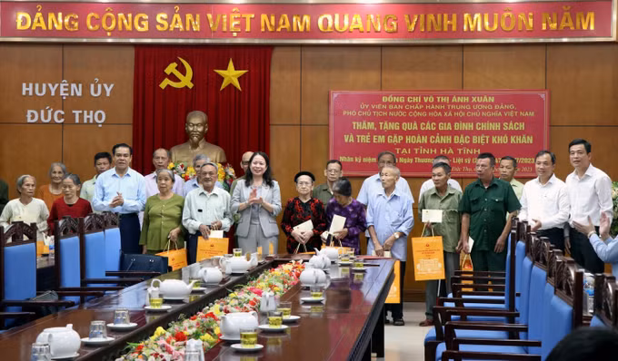 Phó Chủ tịch nước Võ Thị Ánh Xuân thăm, tặng quà gia đình chính sách tại Hà Tĩnh ảnh 2