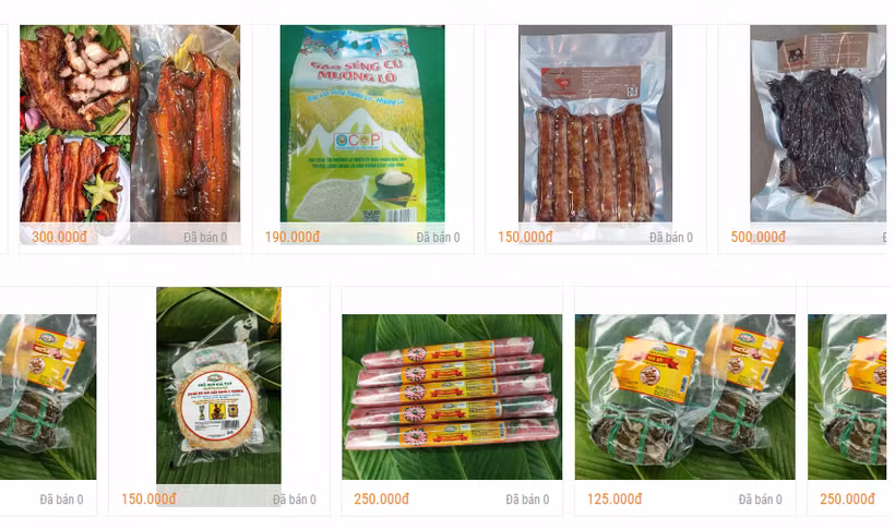 Hình ảnh một số sản phẩm OCOP của tỉnh Yên Bái được quảng bá trên sản giao dịch thương mại điện tử postmart.vn. Ảnh: DTMN