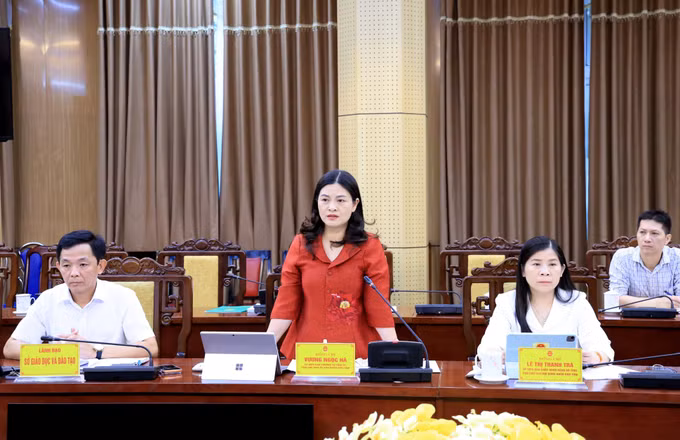 Phó Chủ tịch UBND tỉnh Tuyên Quang Vương Ngọc Hà phát biểu tại buổi làm việc.