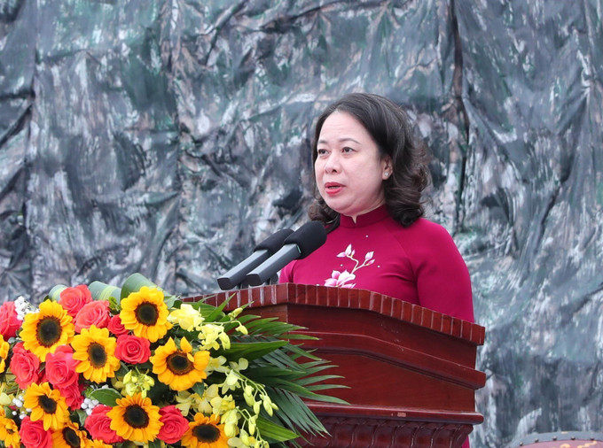 Phó Chủ tịch nước Võ Thị Ánh Xuân phát biểu tại Lễ kỷ niệm 1985 năm Khởi nghĩa Hai Bà Trưng. Ảnh: Trọng Đức - TTXVN potal-le-ky-niem-1985-nam-khoi-nghia-hai-ba-trung-40-2025-7836755.jpg