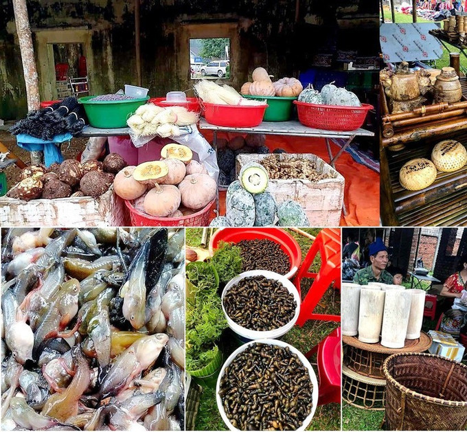 Những sản vật được bày bán tại chợ. Ảnh: baodantoc.vn chophienmuongchon3.jpg