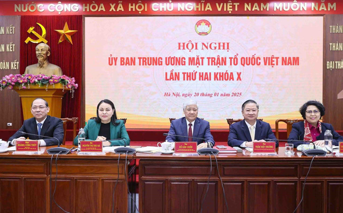 Ban Thường trực Ủy ban Trung ương MTTQ Việt Nam khóa X, nhiệm kỳ 2024-2029. Ảnh: Minh Đức – TTXVN potal-hoi-nghi-uy-ban-trung-uong-mttq-viet-nam-lan-thu-hai-khoa-x-7816853.jpg