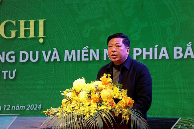 Ông Trần Hồng Minh, Bộ trưởng Bộ Giao thông vận tải phát biểu tại hội nghị. Ảnh: Thanh Hải - TTXVN potal-hoi-nghi-hoi-dong-dieu-phoi-vung-trung-du-va-mien-nui-phia-bac-lan-thu-4-7763848.jpg