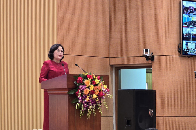 Thống đốc Ngân hàng Nhà nước Nguyễn Thị Hồng phát biểu tại hội nghị. Ảnh: Lê Phương - TTXVN potal-ong-nguyen-ngoc-canh-giu-chuc-pho-thong-doc-ngan-hang-nha-nuoc-7872743.jpg