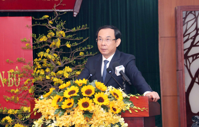 Đồng chí Nguyễn Văn Nên, Ủy viên Bộ Chính trị, Bí thư Thành ủy Thành phó Hồ Chí Minh phát biểu. Ảnh: Xuân Khu-TTXVN potal-bo-truong-bo-xay-dung-nguyen-thanh-nghi-giu-chuc-pho-bi-thu-thuong-truc-thanh-uy-thanh-pho-ho-chi-minh-7826659.jpg