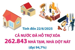 Đến 22/6/2025: Cả nước đã hỗ trợ xóa 262.843 căn nhà tạm, nhà dột nát