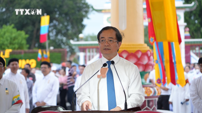 Ông Nguyễn Hồng Thanh, Phó Chủ tịch UBND tỉnh Tây Ninh phát biểu. Ảnh: Minh Phú - TTXVN vna_potal_toa_thanh_cao_dai_tay_ninh_to_chuc_dai_le_hoi_yen_dieu_tri_cung_nam_2024__7601246.jpg