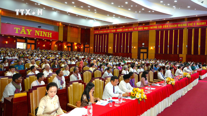 Đại biểu tham dự Đại hội. Ảnh: Minh Phú – TTXVN vna_potal_dai_hoi_dai_bieu_cac_dan_toc_thieu_so_tinh_tay_ninh_lan_thu_iv_7748388.jpg