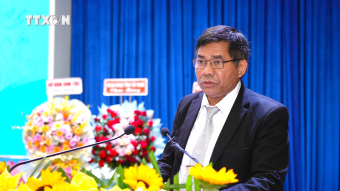 Đồng chí Y Thông, Thứ trưởng, Phó Chủ nhiệm Ủy ban Dân tộc, phát biểu. Ảnh: Minh Phú – TTXVN vna_potal_dai_hoi_dai_bieu_cac_dan_toc_thieu_so_tinh_tay_ninh_lan_thu_iv_7748390.jpg
