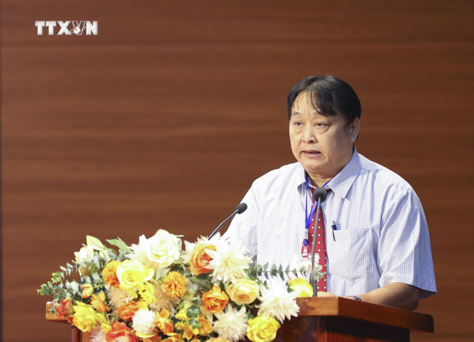 Ông Giàng A Dình, Trưởng Ban Dân tộc tỉnh Điện Biên, phát biểu khai mạc Hội thi. Ảnh: Xuân Tư - TTXVN vna_potal_hoi_thi_tim_hieu_phap_luat_ve_cong_tac_dan_toc_tinh_dien_bien_nam_2024_7617433.jpg