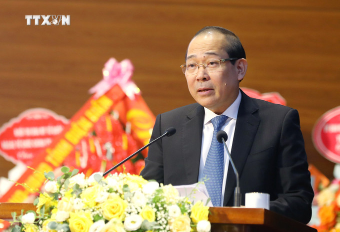 Ông Hoàng Công Thủy, Phó Chủ tịch Ủy ban Trung ương MTTQ Việt Nam dự và chỉ đạo đại hội. Ảnh: Trung Kiên - TTXVN vna_potal_dai_hoi_dai_bieu_mttq_viet_nam_tinh_dien_bien_lan_thu_xiii_nhiem_ky_2024-2029_7552786.jpg