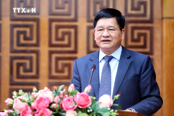 Ông Lê Thành Đô, Chủ tịch UBND tỉnh Điện Biên, Trưởng Ban Chỉ đạo về chuyển đổi số và Đề án 06 phát biểu tại Hội nghị. Ảnh: Trung Kiên - TTXVN vna_potal_dien_bien_to_chuc_so_ket_hai_nam_thuc_hien_de_an_06_141011996_7272753.jpg