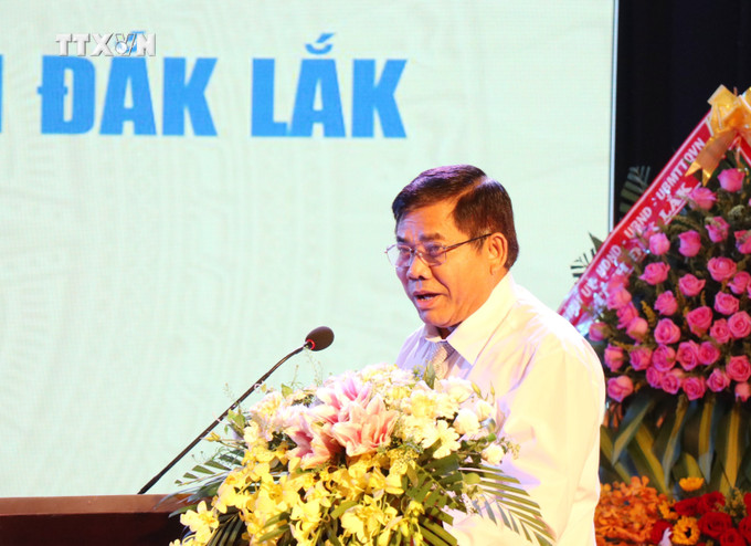 Ông Y Thông, Thứ Trưởng, Phó Chủ nhiệm Uỷ ban Dân tộc, phát biểu tại Đại hội. Ảnh: Tuấn Anh – TTXVN vna_potal_dai_hoi_dai_bieu_cac_dan_toc_thieu_so_tinh_dak_lak_lan_thu_iv_7670384.jpg