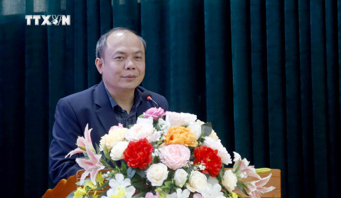 Ông Nguyễn Văn Chính, Giám đốc Vườn quốc gia Cúc Phương phát biểu tại hội nghị. Ảnh: Hải Yến - TTXVN vna_potal_hoi_nghi_tham_van_de_an_du_lich_sinh_thai_vuon_quoc_gia_cuc_phuong_giai_doan_2023_-_2030_7282259.jpg