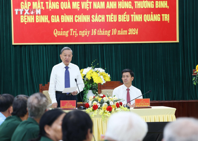 Tổng Bí thư, Chủ tịch nước Tô Lâm phát biểu. Ảnh: Lâm Khánh - TTXVN vna_potal_tong_bi_thu_chu_tich_nuoc_to_lam_tham_hoi_tang_qua_doi_tuong_chinh_sach_tinh_quang_tri_7654769.jpg