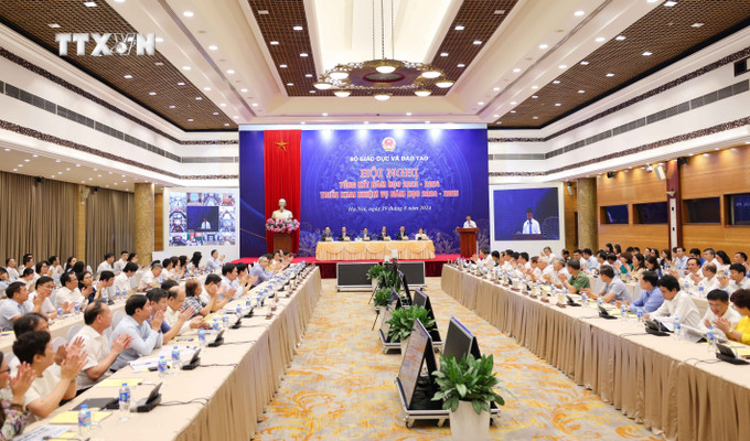 Hội nghị tổng kết năm học 2023 - 2024, triển khai nhiệm vụ năm học 2024 - 2025 của Bộ Giáo dục và Đào tạo sáng 19/8/2024 tại Hà Nội. Ảnh: Thanh Tùng - TTXVN vna_potal_bo_giao_duc_va_dao_tao_trien_khai_nhiem_vu_nam_hoc_2024_-_2025_7544702.jpg