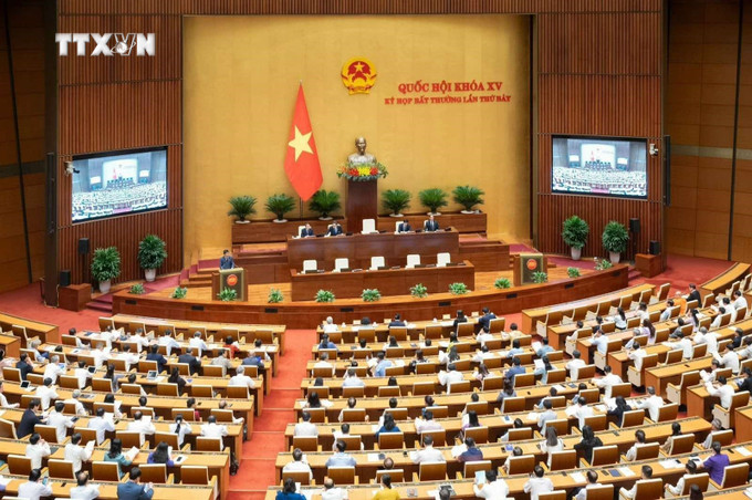 Quang cảnh Kỳ họp bất thường lần thứ 7, Quốc hội khóa XV. Ảnh: TTXVN phát vna_potal_quoc_hoi_mien_nhiem_chuc_vu_chu_tich_quoc_hoi_doi_voi_ong_vuong_dinh_hue_7355546.jpg