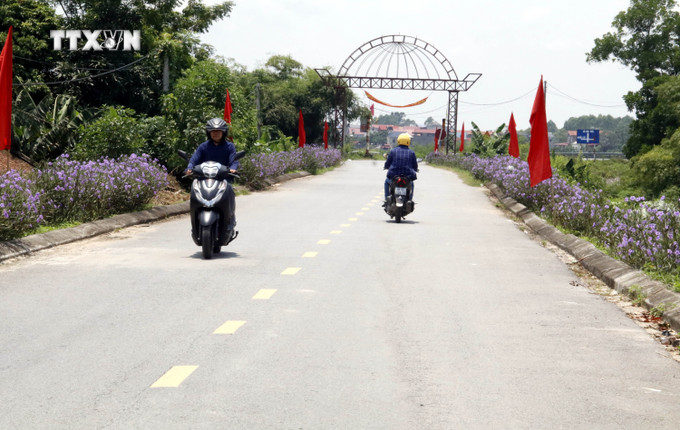 Người dân trong xã hiến đất để mở rộng đường đê tả Cầu. Ảnh: Đồng Thúy-TTXVN vna_potal_bac_giang_doi_thay_tren_vung_que_an_toan_khu_xuan_cam_7547217.jpg