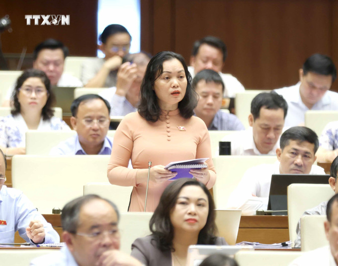 Đại biểu Quốc hội tỉnh Bà Rịa - Vũng Tàu Huỳnh Thị Phúc phát biểu ý kiến. Ảnh: Phương Hoa – TTXVN vna_potal_ky_hop_thu_7_quoc_hoi_khoa_xv_thao_luan_ve_du_an_luat_phong_chong_mua_ban_nguoi_sua_doi_7445537.jpg