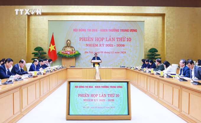 Thủ tướng Phạm Minh Chính chủ trì Phiên họp lần thứ 10 Hội đồng Thi đua-Khen thưởng Trung ương. Ảnh: Dương Giang-TTXVN vna_potal_thu_tuong_chu_tri_phien_hop_lan_thu_10_hoi_dong_thi_dua-khen_thuong_trung_uong_7745963.jpg