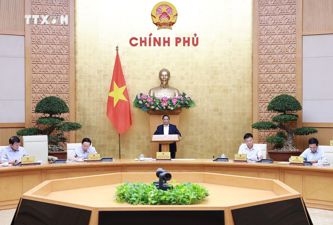 Thủ tướng Phạm Minh Chính chủ trì Phiên họp Chính phủ thường kỳ tháng 7 năm 2024. Ảnh: Dương Giang-TTXVN vna_potal_thu_tuong_chu_tri_phien_hop_chinh_phu_thuong_ky_thang_7_nam_2024_7521217.jpg
