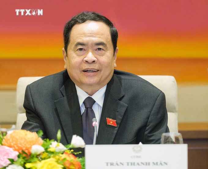 Đồng chí Trần Thanh Mẫn, Ủy viên Bộ Chính trị, Chủ tịch Quốc hội nước Cộng hòa xã hội chủ nghĩa Việt Nam khóa XV, nhiệm kỳ 2021-2026. Ảnh: TTXVN vna_potal_dong_chi_tran_thanh_man_duoc_bau_giu_chuc_chu_tich_quoc_hoi_khoa_xv__7385815.jpg
