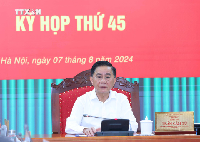Đồng chí Trần Cẩm Tú, Ủy viên Bộ Chính trị, Bí thư Trung ương Đảng, Chủ nhiệm Ủy ban Kiểm tra Trung ương chủ trì Kỳ họp. Ảnh: Phương Hoa - TTXVN vna_potal_ky_hop_thu_45_uy_ban_kiem_tra_trung_uong__7527925.jpg
