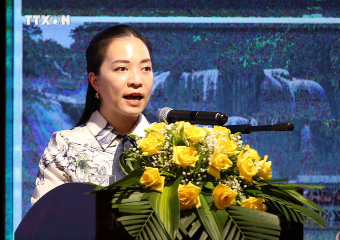 Phó Giám đốc Sở Du lịch Đà Nẵng Nguyễn Thị Hoài An phát biểu tại hội nghị. Ảnh: Trần Lê Lâm - TTXVN vna_potal_hoi_nghi_xuc_tien_diem_den_du_lich_6_tinh_viet_bac_tai_da_nang__7471180.jpg
